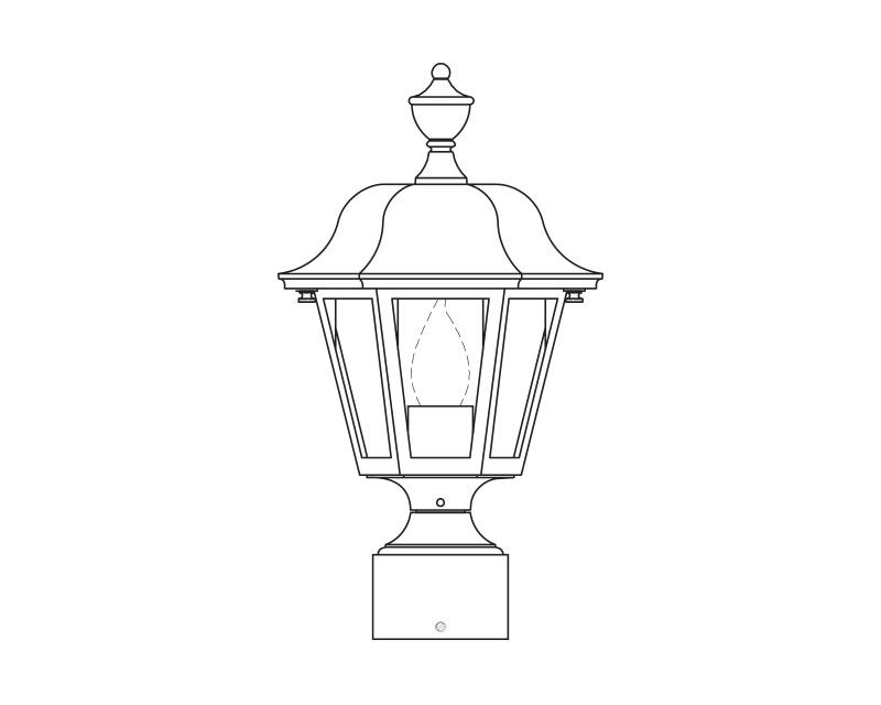 Manor, Small, aluminum, Post Mount, Clear acrylic, (1) 60W INC, 120V
